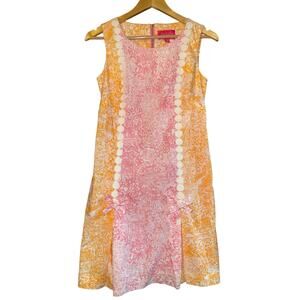 Lilly Pulitzer Jubilee Crochet Shift Dress Sz 2 Colorful Beach Resort Vacation